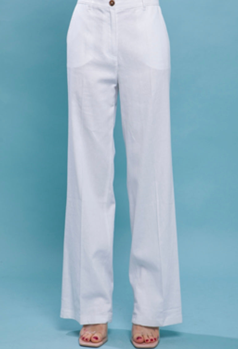 Zuri White Linen Pants